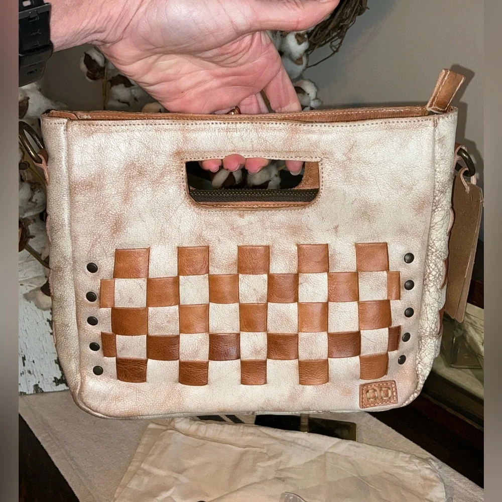 NWT Bed Stu Leather Keiki Crossbody Bag Handbag Nectar Lux Tan Rustic MSRP $235 - Picture 6 of 13